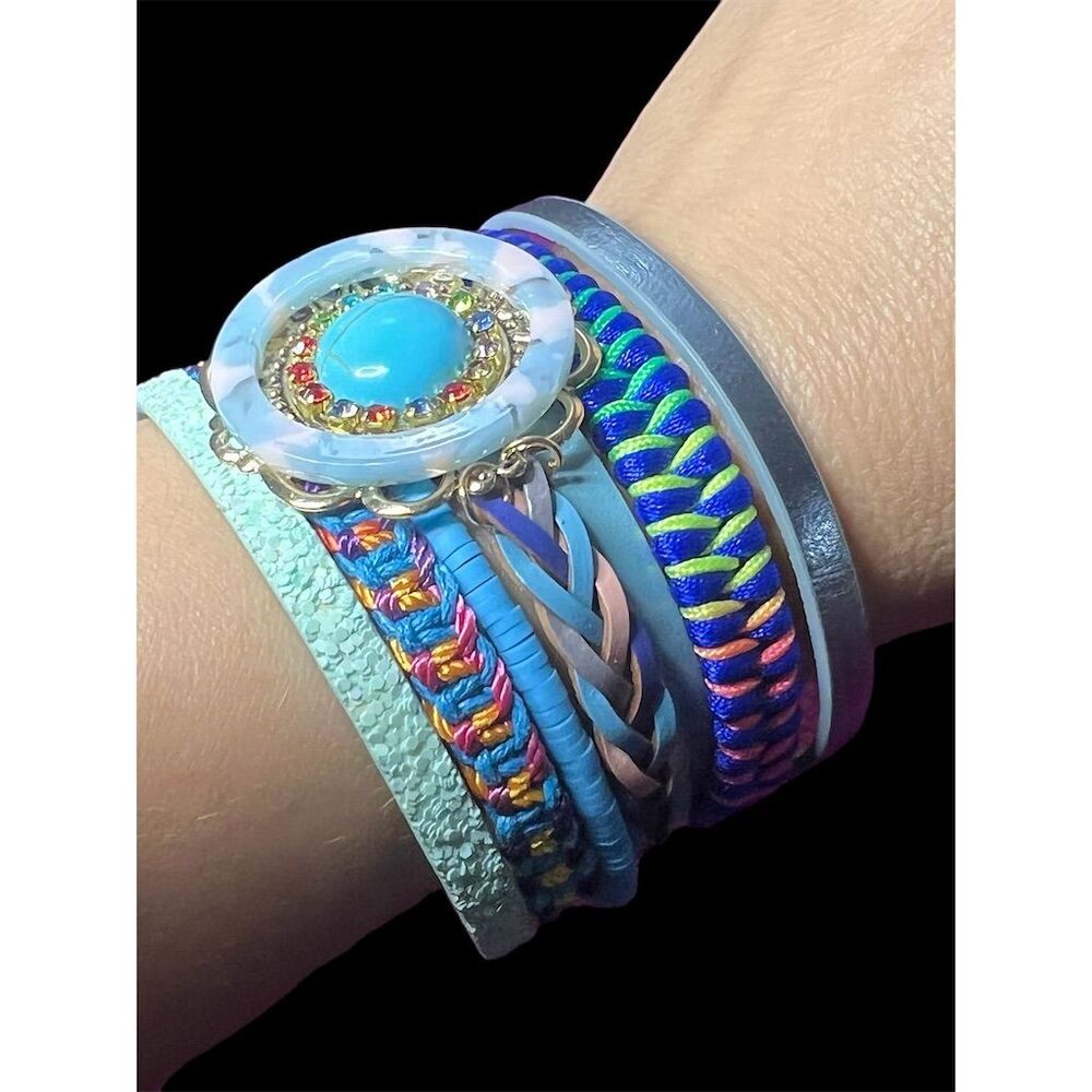 Handmade Boho Multi-Strand Leather Wrap Bracelet for Women with Turquois… - Picture 11 of 15